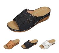 Womens Slip On Sandals Backless Low Wedge Open Toe Mules,Womens Summer Slides,Floral Hollow Out Slides,Breathable Non Slip Sole Slide,Casual Solid Colour Sandals,Daily Indoor & Outdoor Wear