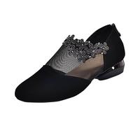 Womens Slip On Shoes Summer Mesh Women's Shoes Round Head Rear Zipper Women's Spring/Summer Mom Sandals Hollow Out Black