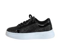 Womens Slip On Shoes Thick Soled Height Increasing Sneakers Glossy and Versatile Couples’ Fashionable Shoes Comfortable Flat Black