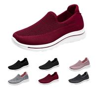 Womens Slip on Sneakers Comfortable Non Slip Orthopedic Arch Support Walking Running Trainers Mesh Breathable Lightweight Nurse Work Shoes Gym Workout Athletic Tennis Sneakers Red