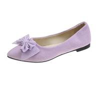 Womens Slip On Suede Ballerina Shoes Pointed Toe Sole-Simple Office Pump Low Wedge Heel Solid Color Flat Shoes Large Sizes Loose Fit Business Footwear (Hot Pink, 4)
