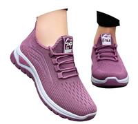 Womens Slip On Trainers Air Cushion Athletic Sneakers with Memory Foam Quick Drying Shoes Casual Dad Streetwear Arch Support Running for Spring Summer, Hiking Trekking Light Purple