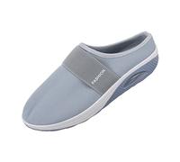 Womens Slip On Trainers Backless Mules Ladies Lightweight Mesh Walking Shoes Air Cushion Wedge Sole Fashion Strap Athletic Footwear for Travel Summer Nursing Daily Casual Easy On Purple Black Grey