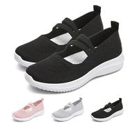 Womens Slip on Trainers Comforble Walking Shoes,Breathable Soft Sole Orthopedic Shoes Summer Breathable Lightweight Sneakers,Casual Mesh Arch Support Trainers Memory Foam（A4666） Black