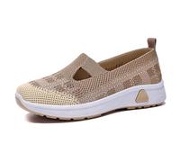 Womens Slip on Trainers Comforble Walking Shoes,Women Orthopedic Casual Shoes Breathable Soft Sole Shoes,Lightweight Mesh Up Athletic Sneakers Memory Foam（A3312） Brown