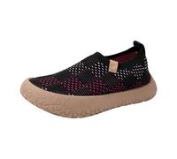 Women's Slip On Trainers Hollow Mesh Knit Slip On Sneakers Breathable Lightweight Low Cut Casual Walking Shoes Anti Slips Thick Sole Comfort Loafers Travel Daily Footwear Sports Shoes for Outdoor Red