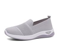 Womens Slip On Trainers Lace-Up Casual Shoes Zero Drop Sole Comforble Walking Tennis Travel Water Beach Workout Gym Grey