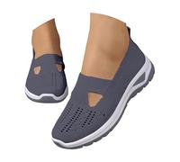 Women's Slip-On Trainers Lightweight Walking Shoes Comfortable Breathable Mesh Sneakers Wedge Heel Arch Support Memory Foam Shoes Non-Slip Casual Sports Gym Fitness Footwear Dark Gray