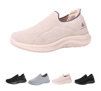 Womens Slip on Trainers Mesh Breathable Comforble Walking Shoes with Memory Foam Lightweight Soft Sole Casual Flat Active Trainers Fashion Solid Colour Low Top Orthopedic Shoes Pink