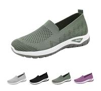 Womens Slip on Trainers Size 4 Comforble Walking Gym Fitness Shoes with Memory Foam Mesh Breathable Orthopedic Trainers, Ladies Comfortable Wide Fit Sneakers Size UK 4-UK 7.5 Green