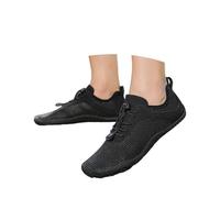 Womens Slip On Trainers Trail Running Sneakers Zero Drop Sole Shoes Comforble Walking Breathable Air Cushion Arch Support for Spring Summer, Hiking Trekking Black