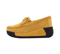 Womens Slip On Trainers UK, Wide Fit Platform Trainers for Women Non-Slip Soft-Soled Height Increasing Flat Shoes Breathable Commutera Office Wedges Shoes Ladies Casual Sneakers Yellow