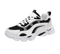 Womens Slip On Trainers Walking Shoes Fashion Platform Leather Lightweight Comfortable Wedge Casual Dad Streetwear Air Cushion Arch Support Running for UK Size Black