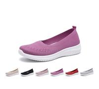 Women's Slip On Trainers Wide Fit Ladies Breathable Mesh Walking Running Casual Shoes Comfortable Soft Sole Athletic Tennis Sneakers Non Slip Low Top Summer Shoes (Purple-1, 7)