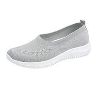 Women's Slip On Trainers with Memory Foam,Memory Foam Sneakers Tennis,Slip in Free Up Hands Shoes,Provides Cushioning,Keeps You Dry and Cool,for Walking Gym Commute Driving Gray