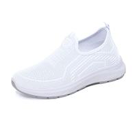 Womens Slip On Trainers Women Chunky Sneakers Minimalist Mesh Sport Shoes Breathable Running Water Beach for UK Size White