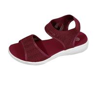 Womens Slip on Trainers Women's New Large Size Fly Weave Fish Mouth One Word Buckle Flat Sandals Mens Water Shoes (Red, 4.5)