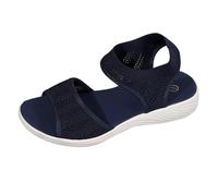 Womens Slip on Trainers Women's New Large Size Fly Weave Fish Mouth One Word Buckle Flat Sandals Mens Water Shoes (Blue, 7.5)