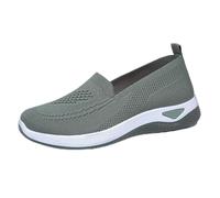 Womens Slip on Walking Shoes Walking Shoes with Memory Foam Flat Breathable Non-Slip Athletic Outdoor Sport Shoe Comfortable Extra Wide Fit Low Top Sneaker Arch Support Work Shoe Green