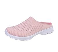 Women's Slip-On Walking Sneakers Breathable Soft Sole Running Shoes Wide Width Athletic Tennis Shoes Comfortable Non-Slip Mesh Casual Sneakers (Pink, 5)