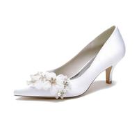 Womens Slip On Wedding Pumps Low Heel Evening Prom Shoes with Flowers, Women's High Heels, Party Sandals, Evening Sandals,A,43