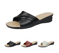 Womens Slip On Wedge Sandals，Flat Sandal Slides For Women Wedge Sandals Wide Strap Mules With Buckle Footwear Thick Bottom Slippers Open Toe Shoes Walking Backless Sandal For Summer Outdoor