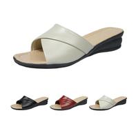 Womens Slip On Wedge Sandals，Flat Sandal Slides For Women Wedge Sandals Wide Strap Mules With Buckle Footwear Thick Bottom Slippers Open Toe Shoes Walking Backless Sandal For Summer Outdoor