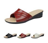 Womens Slip On Wedge Sandals，Flat Sandal Slides For Women Wedge Sandals Wide Strap Mules With Buckle Footwear Thick Bottom Slippers Open Toe Shoes Walking Backless Sandal For Summer Outdoor