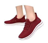 Womens Slip Trainers air Cushion Athletic Sneakers with Memory Foam mesh Sport Shoes Casual dad Streetwear Sparkly Wide fit Women's for Size Red