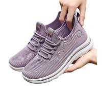 Womens Slip Trainers air Cushion Athletic Sneakers with Memory Foam mesh Sport Shoes Casual dad Streetwear Sparkly Wide fit Women's for Size Light Purple