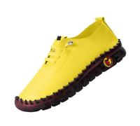 Womens Slip Trainers lace-up Casual Shoes Zero Drop Sole Lightweight Comfortable Wedge Waterproof rain Boots Summer Sport Outdoor Fashion Ladies Yellow