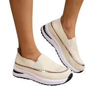 Womens Slip Trainers Women Chunky Sneakers Synthetic Textile Walking Shoes comforble Waterproof rain Boots air Cushion Arch Support Running Jogging Teens White