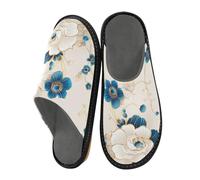 Women's Slipper Chinese-style Jade Blue Gold Flower Indoor Slippers Sleepers Womens Slippers Home Shoes For Women Bed Slippers