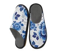 Womens Slippers Chinese Style Jade Jewelry Blue Flower Women Home Slippers Indoor Sleepers Womens Slippers Women Home Slippers Room Slippers 6.5