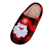 Womens Slippers Christmas Funny Santa Plaid Patterns House Shoes Cozy Memory Foam Winter Slipper Xmas Cuddle Comfort Indoor Slippers for Couple Non-Slip Thermal Women's Shoes