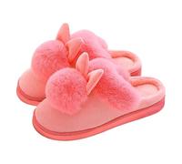 Womens Slippers Couples Comfortable Home Cute Winter Cozy Clogs For Men And Women Thick Sole Warm Long Ear Single Pom Design For Couples Cozy Slippers For Women(4.5)