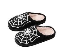 Women's Slippers Couples Holiday Printed Home Warm Comfortable Soft Indoor Outdoor Cozy Winter Shoes For Her And Him (Black, 4.5)