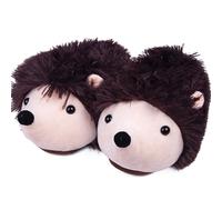 Women's Slippers Cute Wild Animal Fuzzy Plush Funny Slippers Novelty Fox Raccoon Red Panda Sloth Hedgehog Squirrel Koala Cozy Soft Winter Warm House Shoes for Indoor/Outdoor, Brown Hedgehog, 5-8