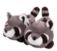Women's Slippers Cute Wild Animal Fuzzy Plush Funny Slippers Novelty Fox Raccoon Red Panda Sloth Hedgehog Squirrel Koala Cozy Soft Winter Warm House Shoes for Indoor/Outdoor, Grey Raccoon, 8-10