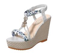 Women's Slippers. Discover stylish women's sandals for everyday wear, perfect for work and dates. With open toe and heels and comfortable stretch straps. Ideal footwear, silver, 8 UK