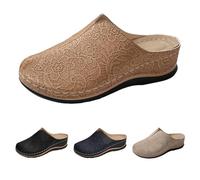 Women's Slippers Fashion Carved Roman Holiday Casual Thick Soft Leather Shoes Lightweight Retro with Orthopedic Trainers Sneaker Ladies Round Toe Walking Outdoor Shoes Size 5.5 Brown