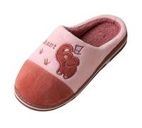 Women's Slippers Furry Flat Home Winter Comfortable Slip On Round Toe Keep Warm Cartoon Print Cozy Indoor Outdoor Soft Sole (6) Hot Pink