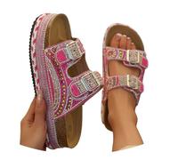 Women's Slippers Glitter Clogs Sandals with Rhinestone Platform Comfortable Beach Shoes, Hot Pink, 8.5 UK