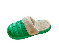 Women's Slippers Indoor Shoes for Women Mule Slippers for Winter Couples Warm Baotou Soft Bottom Comfortable Solid Color Flat Cotton Mop Sandals Womens Green