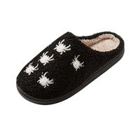 Womens Slippers Ladies Spider House Shoes Creepy Mules Indoor Footwear | Thick Memory Foam Cushion Anti Skid Rubber Sole Soft Faux Fur Lined For Cosy Winter Bedroom Lounge Wear