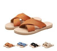 Women's Slippers, Leisure Roman Style Woven Arch Beach Shoes, Platform, Open Toe Leisure Sandals, Summer, Comfortable, Wide Feet Slippers, Mules for Beach, Holidays and Everyday Use, Z2 Orange, 5 UK