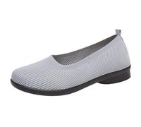 Women's Slippers Made of Knitted Mesh with Round Toe, for Walking and Working Shoes, Women, Plain Flat Mouth, Comfortable, Flat Elegant Soft, Walking Shoes, gray, 4 UK