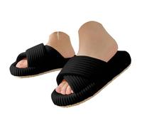 Women's Slippers Memory Foam Open Toe Comfortable Slip On House with Strap Slippers Women Comfortable Lightweight Holiday Summer Flip Flops Women Orthopedic Recovery, Black, 9 UK