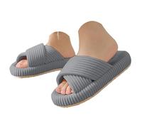 Women's Slippers Memory Foam Open Toe Comfortable Slip On House with Strap Slippers Women Comfortable Lightweight Holiday Summer Flip Flops Women Orthopedic Recovery, grey, 4 UK