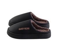 Womens Slippers Men's Women's Autumn Winter Color Matching Warm Anti Slip Thick Bottom Baotou Home Indoor Cotton Slippers Deer Form Women's Slippers (Black, 42)